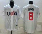 Cheap Men's USA Baseball #8 Trea Turner 2023 White World Baseball Classic Stitched Jersey