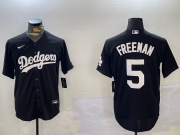 Cheap Men's Los Angeles Dodgers #5 Freddie Freeman Black Cool Base Jersey