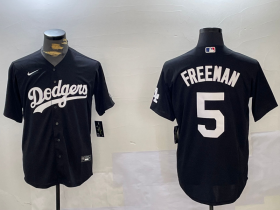 Cheap Men\'s Los Angeles Dodgers #5 Freddie Freeman Black Cool Base Jersey