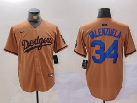 Cheap Men\'s Los Angeles Dodgers #34 Toro Valenzuela Olive Cool Base Limited Stitched Jersey