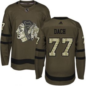 Wholesale Cheap Adidas Blackhawks #77 Kirby Dach Green Salute to Service Stitched NHL Jersey