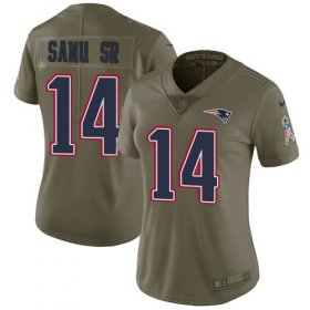 Wholesale Cheap Nike Patriots #14 Mohamed Sanu Sr Olive Women\'s Stitched NFL Limited 2017 Salute to Service Jersey