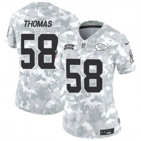 Cheap Women\'s Kansas City Chiefs #58 Derrick Thomas 2024 F.U.S.E Arctic Camo Salute To Service Limited Stitched Football Jersey(Run Small)