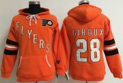 Wholesale Cheap Philadelphia Flyers #28 Claude Giroux Orange Women's Old Time Heidi NHL Hoodie