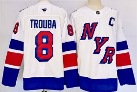 Men\'s New York Rangers #8 Jacob Trouba White 2024-25 Stadium Series Stitched Jersey