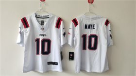 Cheap Women\'s New England Patriots #10 Drake Maye 2024 Draft White Vapor Untouchable Limited Football Stitched Jersey(Run Small)