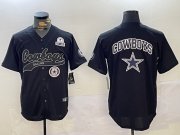 Cheap Men's Dallas Cowboys Team Big Logo Black With Patch Cool Base Stitched Baseball Jersey