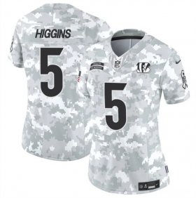 Cheap Women\'s Cincinnati Bengals #5 Tee Higgins 2024 F.U.S.E Arctic Camo Salute To Service Limited Stitched Football Jersey(Run Small)