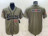 Wholesale Cheap Men's Chicago Bears Olive Salute to Service Team Big Logo Cool Base Stitched Baseball Jersey