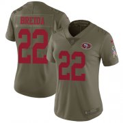 Wholesale Cheap Nike 49ers #22 Matt Breida Olive Women's Stitched NFL Limited 2017 Salute to Service Jersey