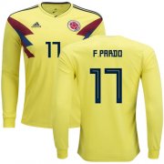 Wholesale Cheap Colombia #17 F.Pardo Home Long Sleeves Soccer Country Jersey