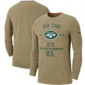 Wholesale Cheap Men\'s New York Jets Nike Tan 2019 Salute to Service Sideline Performance Long Sleeve Shirt