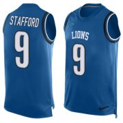 Wholesale Cheap Nike Lions #9 Matthew Stafford Blue Team Color Men's Stitched NFL Limited Tank Top Jersey