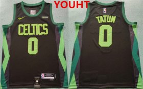 Cheap Youth Boston Celtics #0 Jayson Tatum Black 2024-25 City Edition Statement Edition Stitched Basketball Jersey