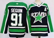 Cheap Men's Dallas Stars #91 Tyler Seguin Black 2024-25 Reverse Retro Stitched Jersey