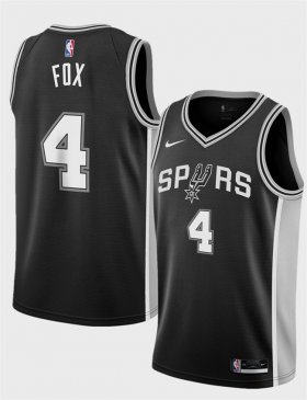 Cheap Men\'s San Antonio Spurs #4 De\'Aaron Fox Black 2024-25 Icon Edition Stitched Basketball Jersey