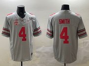 Cheap Men's Ohio State Buckeyes #4 Jeremiah Smith Grey 2025 CFP Final With National Champions Patch F.U.S.E. Vapor Limited Stitched Football Jersey