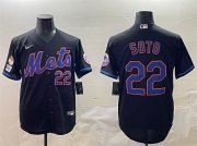 Cheap Men's New York Mets #22 Juan Soto Black 2025 Spring Training Cool Base Stitched Baseball Jersey