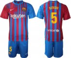 Wholesale Cheap Men 2021-2022 Club Barcelona home blue 5 Nike Soccer Jersey