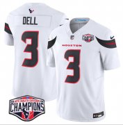 Cheap Men's Houston Texans #3 Tank Dell White F.U.S.E. 2024 AFC South Division Champions Vapor Limited Stitched Football Jersey