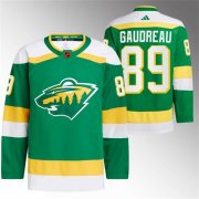 Wholesale Cheap Men's Minnesota Wild #89 Frederick Gaudreau Green 2022-23 Reverse Retro Stitched