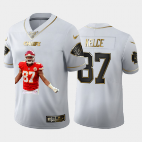 Cheap Kansas City Chiefs #87 Travis Kelce Nike Team Hero 2 Vapor Limited NFL 100 Jersey White Golden