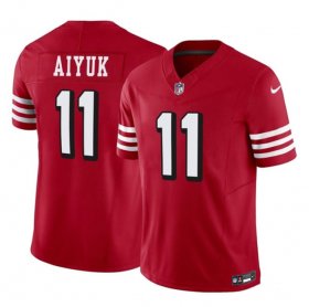 Wholesale Cheap Men\'s San Francisco 49ers #11 Brandon Aiyuk Red 2023 F.U.S.E. Vapor Limited Throwback Football Stitched Jersey