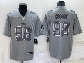 Wholesale Men\'s Las Vegas Raiders #98 Maxx Crosby LOGO Grey Atmosphere Fashion 2022 Vapor Untouchable Stitched Limited Jersey