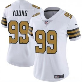 Wholesale Cheap Women\'s New Orleans Saints #99 Chase Young White Color Rush Vapor Stitched Game Jersey