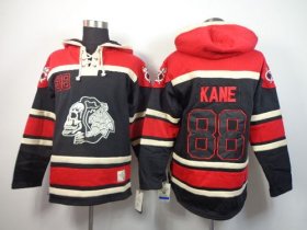 Wholesale Cheap Blackhawks #88 Patrick Kane Black Sawyer Hooded Sweatshirt Stitched NHL Jersey