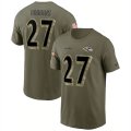 Wholesale Cheap Men's Baltimore Ravens #27 J.K. Dobbins 2022 Olive Salute to Service T-Shirt