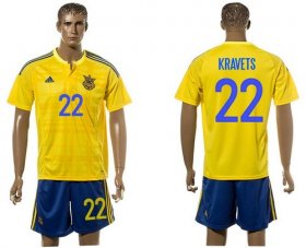 Wholesale Cheap Ukraine #22 Kravets Home Soccer Country Jersey