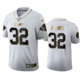 Wholesale Cheap Kansas City Chiefs #32 Tyrann Mathieu Men\'s Nike White Golden Edition Vapor Limited NFL 100 Jersey