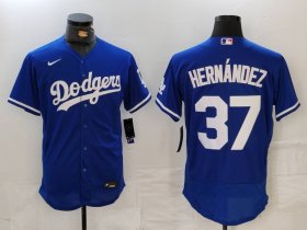 Men\'s Los Angeles Dodgers #37 Teoscar Hernandez Blue Flex Base Stitched Jersey