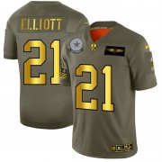 Wholesale Cheap Dallas Cowboys #21 Ezekiel Elliott NFL Men's Nike Olive Gold 2019 Salute to Service Limited Jersey