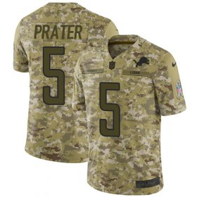 Wholesale Cheap Nike Lions #5 Matt Prater Camo Men\'s Stitched NFL Limited 2018 Salute To Service Jersey