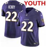 Cheap Youth Baltimore Ravens #22 Derrick Henry Purple 2023 F.U.S.E. Football Stitched Jersey