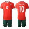 Cheap Men's Portugal Team #10 Joao Felix 2025 Red Home Soccer Jersey Suit