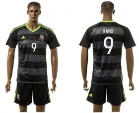 Wholesale Cheap Wales #9 Robson Kanu Black Away Soccer Club Jersey