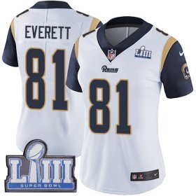 Wholesale Cheap Nike Rams #81 Gerald Everett White Super Bowl LIII Bound Women\'s Stitched NFL Vapor Untouchable Limited Jersey