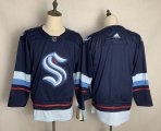 Wholesale Cheap Men's Seattle Kraken Blank Navy Blue Stitched Adidas NHL Jersey