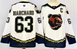 Cheap Men's Boston Bruins #63 Brad Marchand White 2024-25 With C Patch Reverse Retro Home Stitched Hockey Jersey