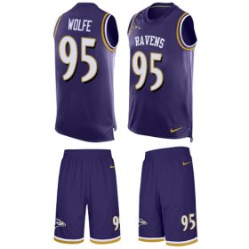 Wholesale Cheap Nike Ravens #95 Derek Wolfe Purple Team Color Men\'s Stitched NFL Limited Tank Top Suit Jersey