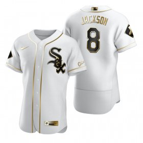 Wholesale Cheap Chicago White Sox #8 Bo Jackson White Nike Men\'s Authentic Golden Edition MLB Jersey