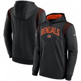 Wholesale Cheap Men\'s Cincinnati Bengals Black Sideline Stack Performance Pullover Hoodie