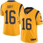 Wholesale Cheap Nike Rams #16 Jared Goff Gold Men's Stitched NFL Limited Rush Jersey