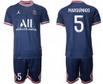 Wholesale Cheap Men 2021-2022 Club Paris Saint-Germain home blue 5 Soccer Jersey