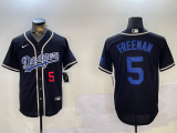 Cheap Men's Los Angeles Dodgers #5 Freddie Freeman Number Black Cool Base Jerseys