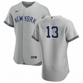 Wholesale Cheap New York Yankees #13 Joey Gallo Men\'s Nike Gray Authentic Road MLB Jersey - No Name