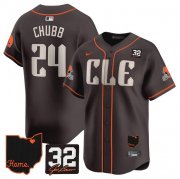 Cheap Men's Cleveland Browns #24 Nick Chubb Brown With Jim Brown Memorial & Home Patch Vapor Premier Limited Stitched Baseball Jersey